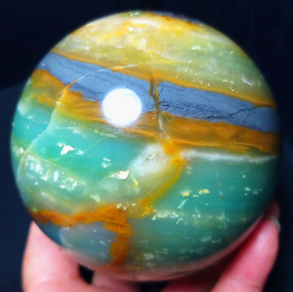 1008g Natural Polishing Amazon Agate Chalcopyrite Symbiotic Crystal Ball A4935