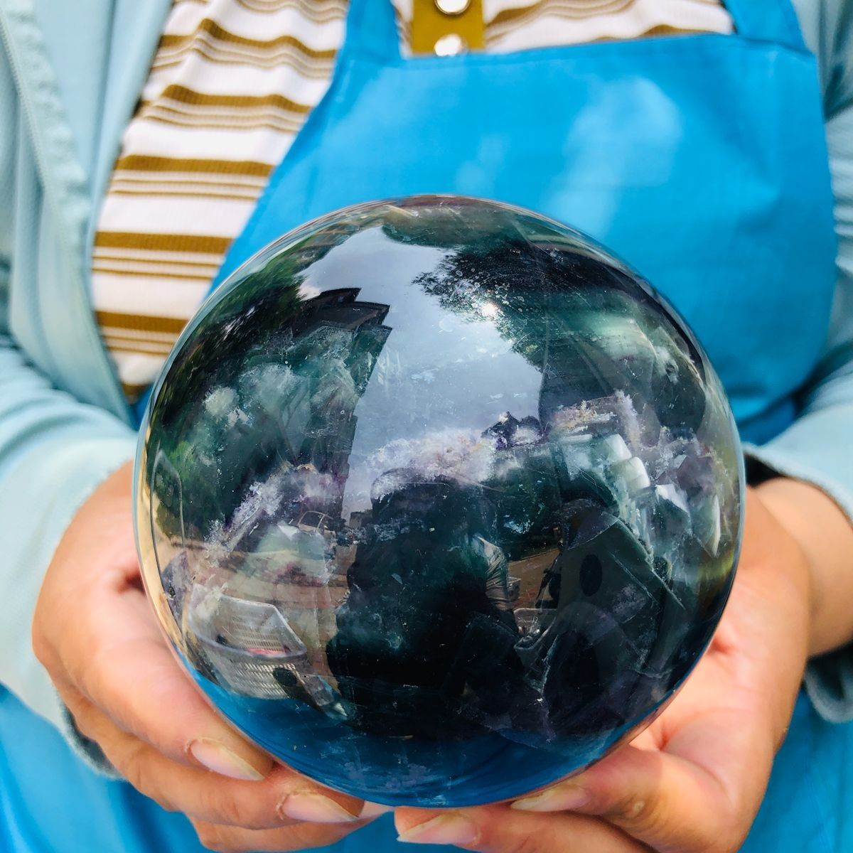 4.26LB Large Natural Fluorite Sphere Quartz Crystal Ball Energy Healing Stone