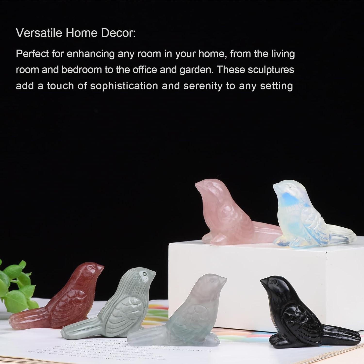 Hand-Carved Fluorite Bird Figurine – 2.2in Crystal Art Deco Decor for Meditat…