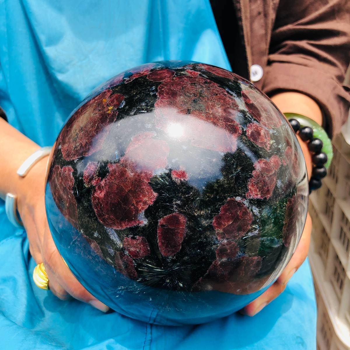 14.82LB Natural Firework Stone Quartz Sphere Crystal Ball Healing Decorati 4983