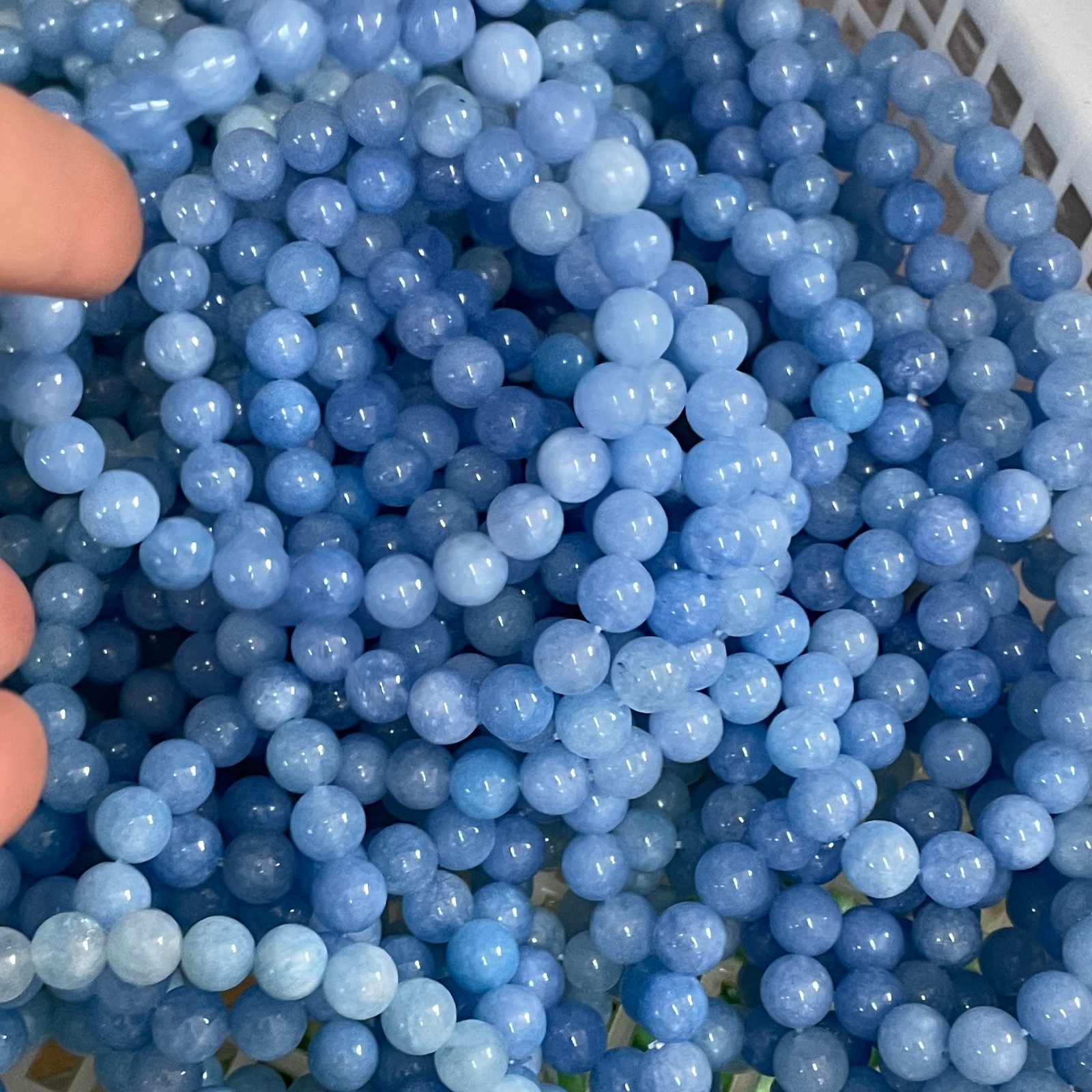 10pcs Blue crystal bracelet elastic rope Size 8mm