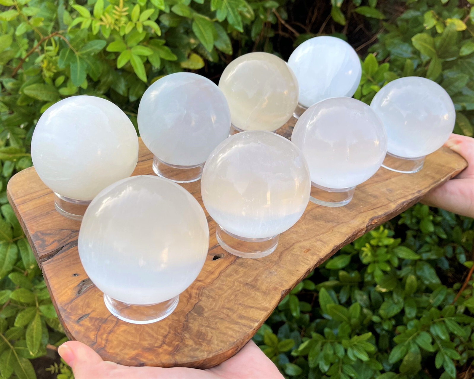Selenite Crystal Sphere + Stand, JUMBO 3″ (Polished Selenite Crystal Healing)