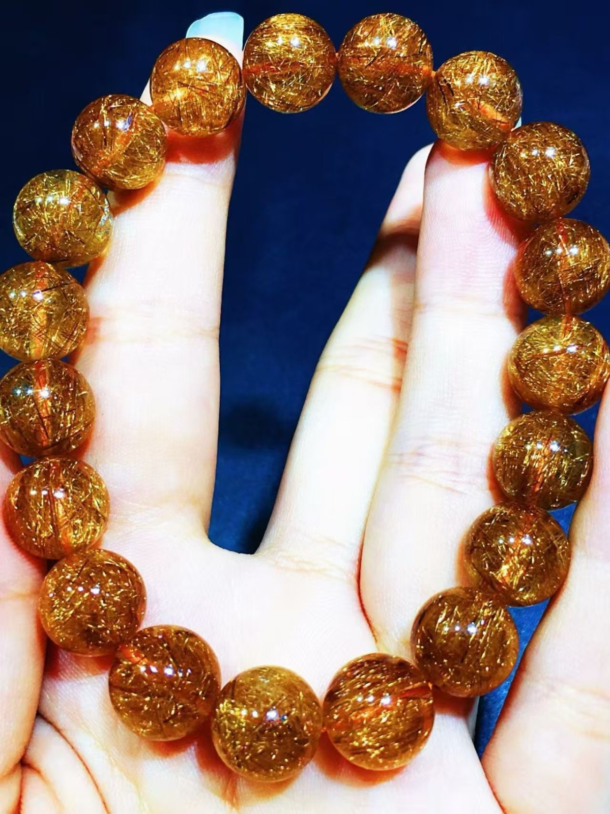 Natural high-quality copper rutilated quartz bracelet 11mm