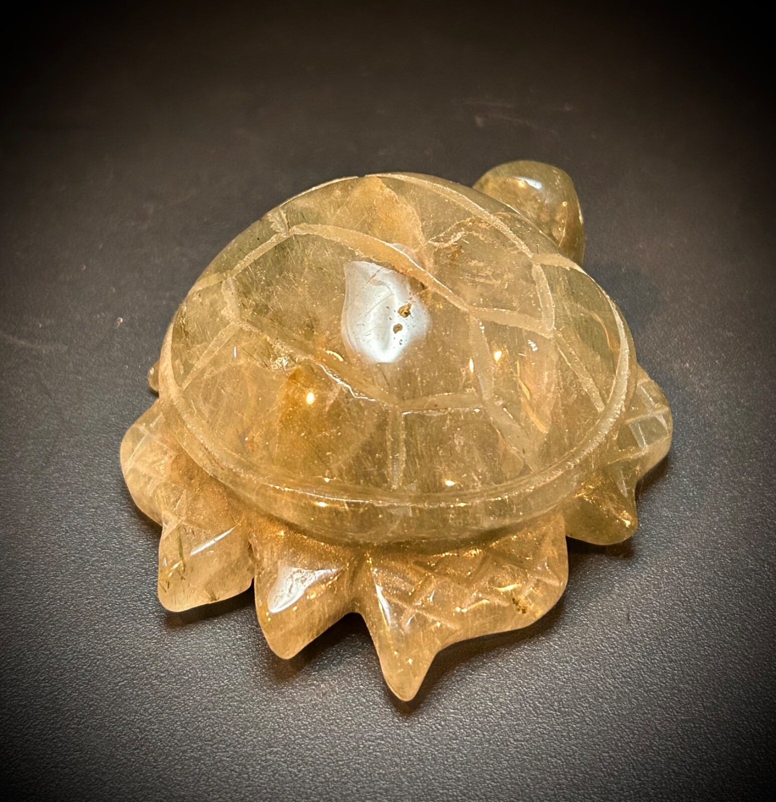 3.53″ Green Rutile Quartz Turtle Carving 8.8oz