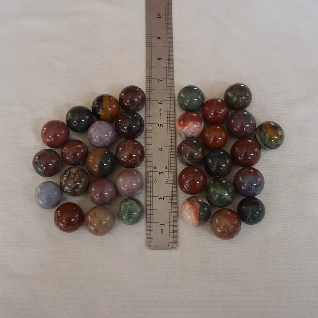 2.2LB 33Pcs Natural Ocean Jasper Onyx Quartz Crystal Sphere Ball Healing 26-29mm