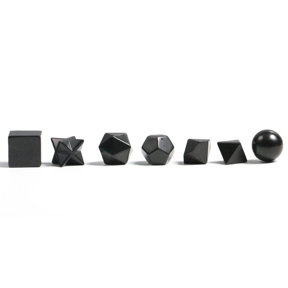 Geometry Shungite Sacred Gemstone Black Platonic Solids Stone EMF Antique Set
