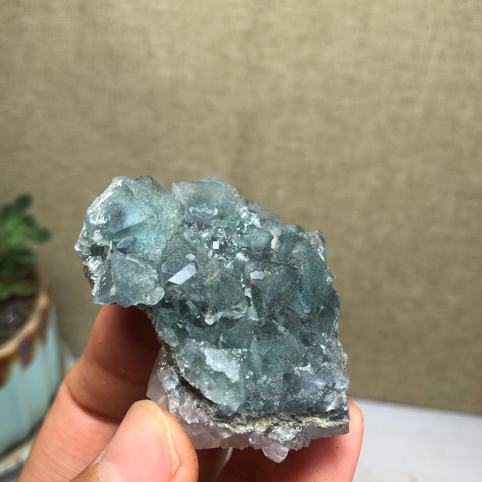 70g NATURAL Green Cubic FLUORITE Crystal Cluster Mineral Specimen A4740
