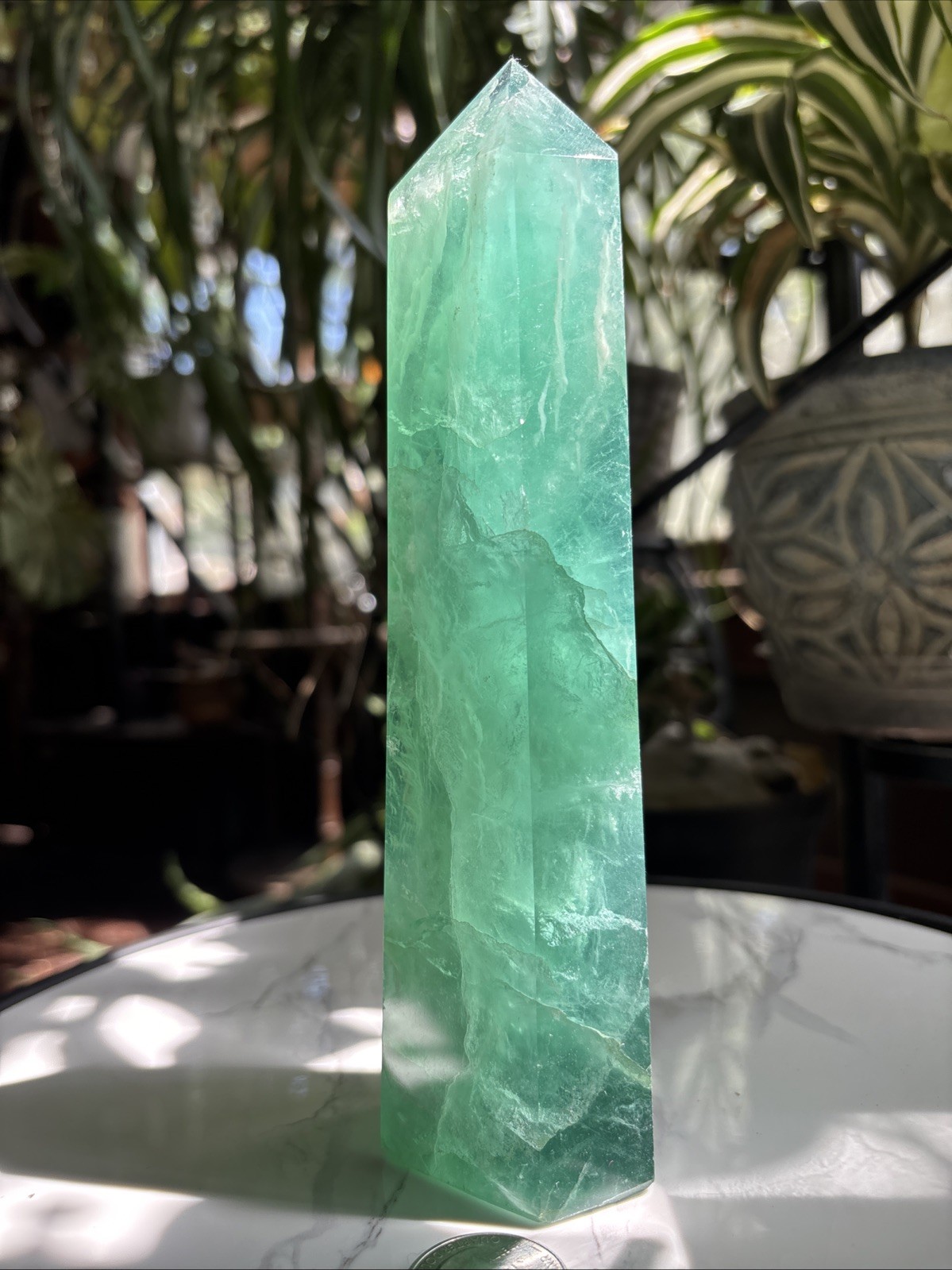 7.75″ Deep Opaque Green Fluorite Tower 726g
