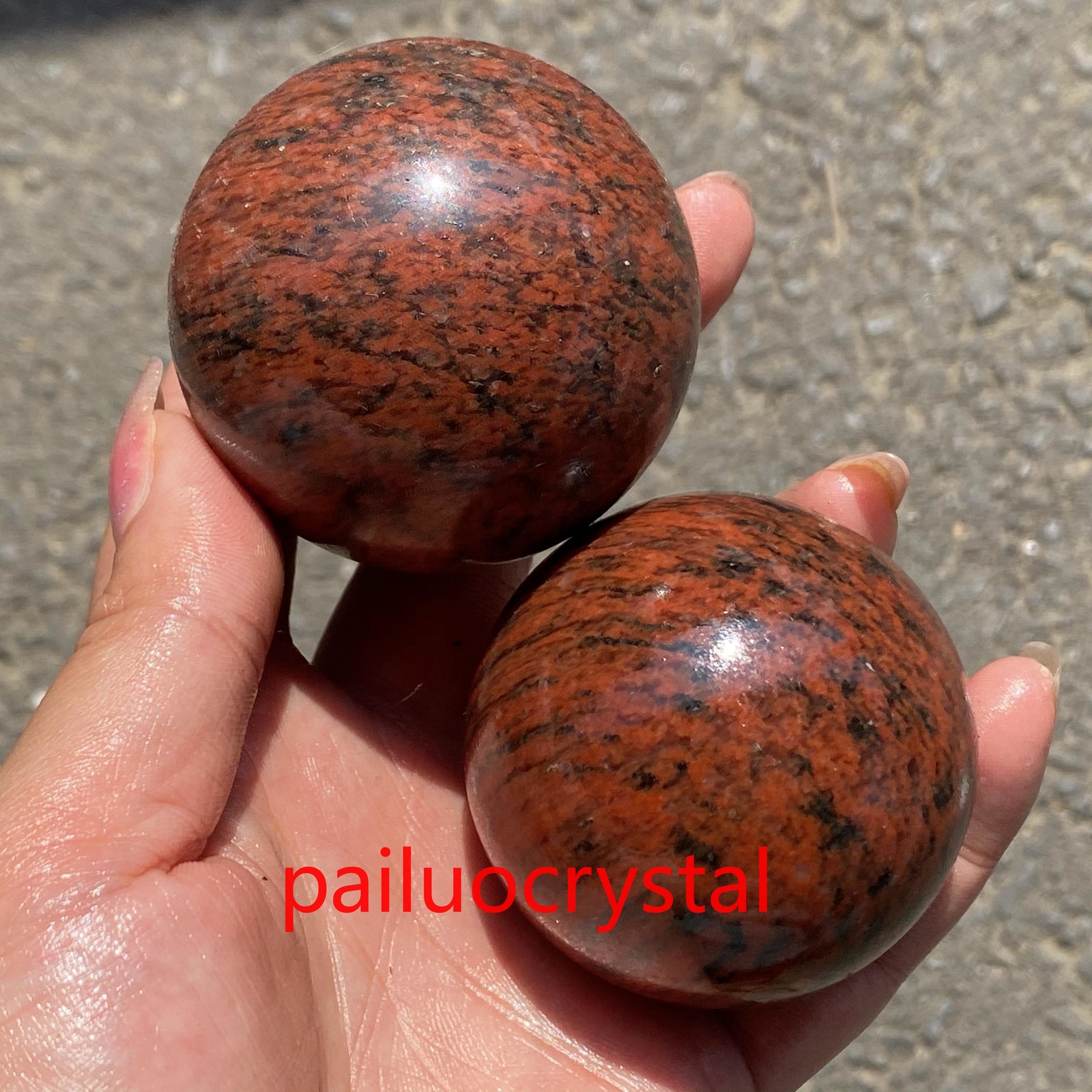50mm+ Natural Sesame red Ball Quartz Crystal Sphere Reiki Healing Gem 1pc