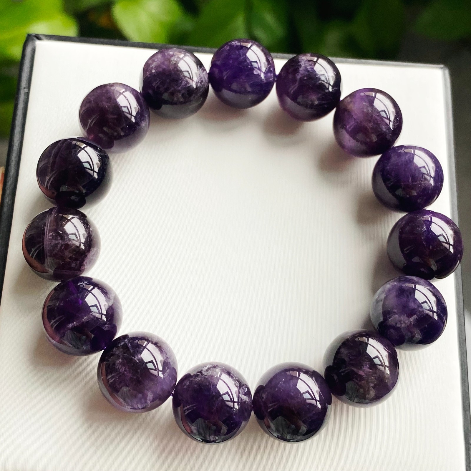 14mm Natural Rare Purple Amethyst Crystal Beads Bracelet 2104