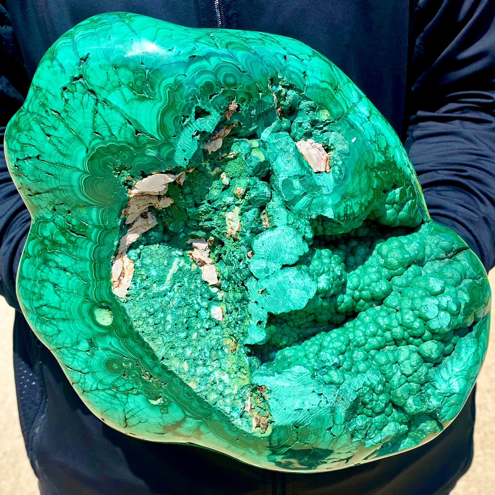 17.41LB Large Natural glossy malachite transparent cluster rough mineral sample