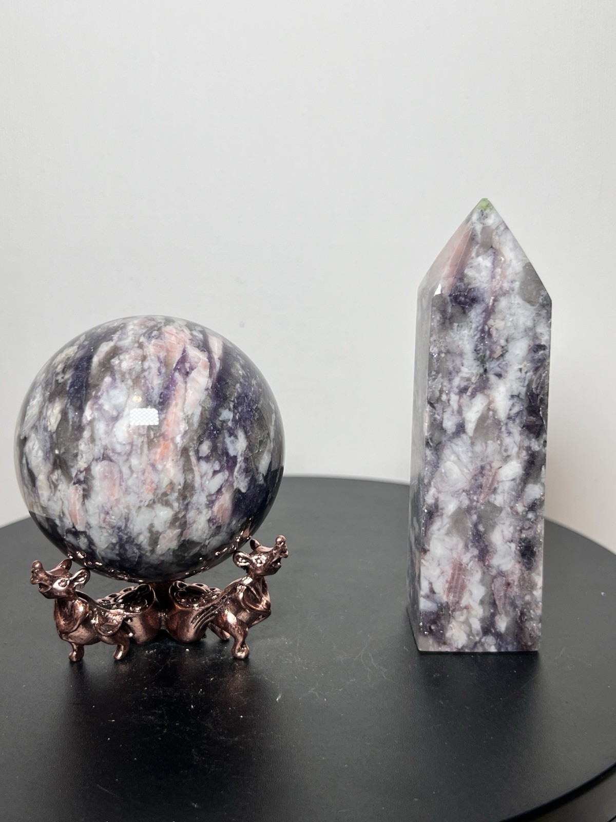Lepidolite, Kunzite, Smokey Quartz 2 Piece Set – See pics/video & description