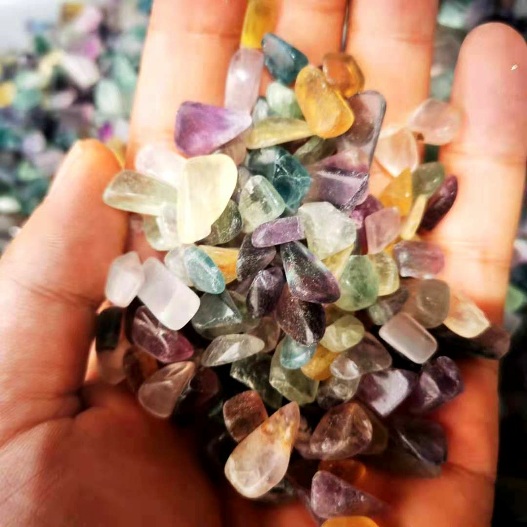 100g+ Natural Colored fluorite Quartz Crystal Stone Specimen Gravel Tumbled