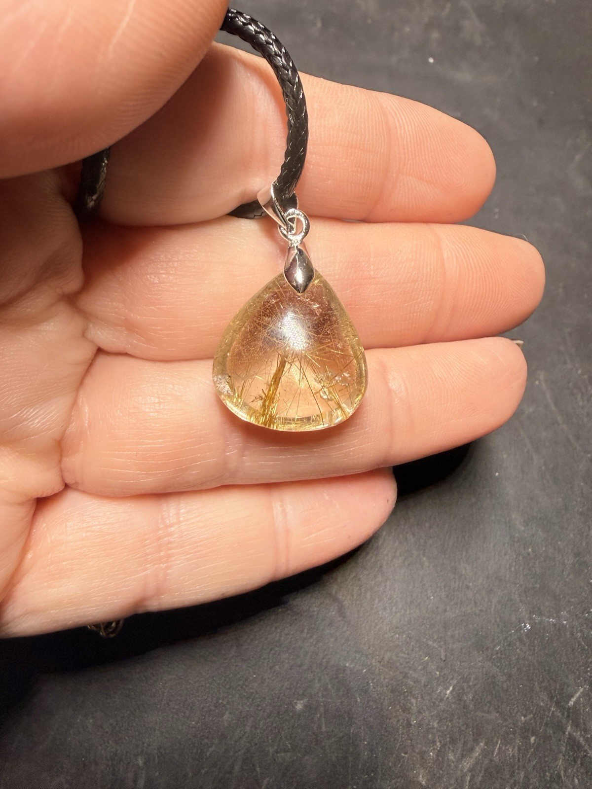 Golden Rutile Pendant Necklace