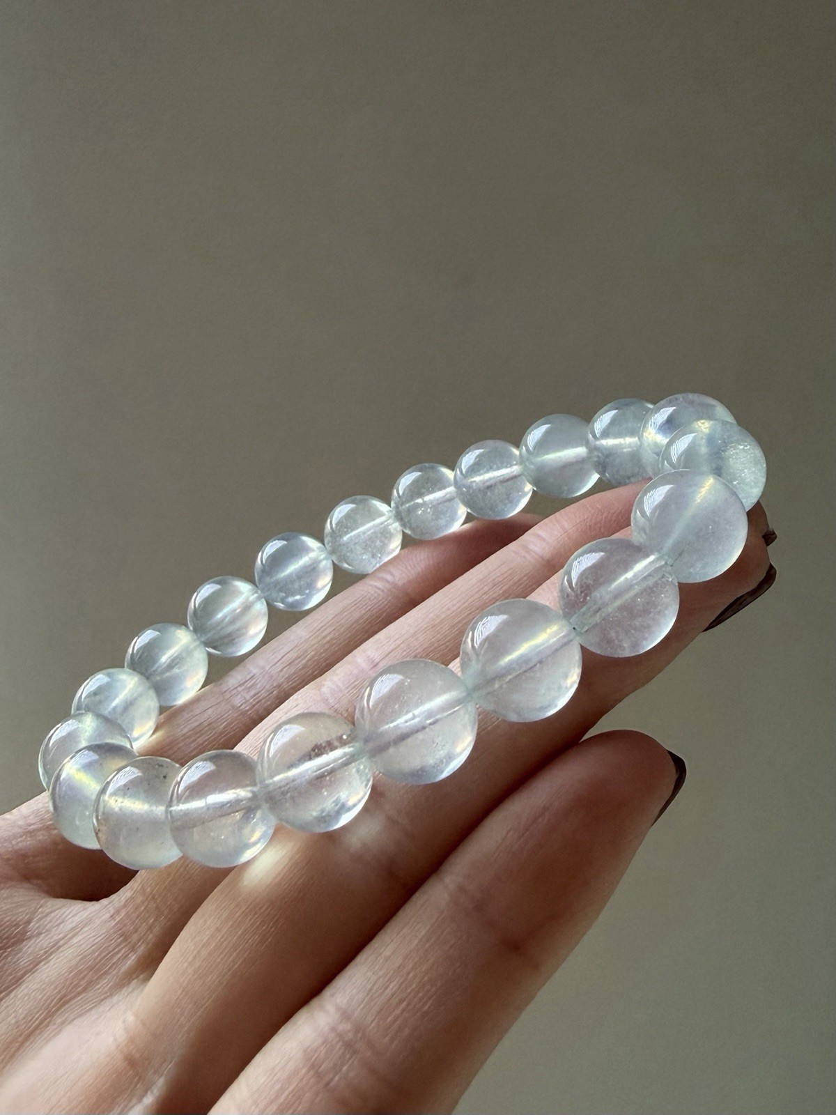 Rainbow Mermaid Aura Flash Aquamarine Bracelet | 9.5mm