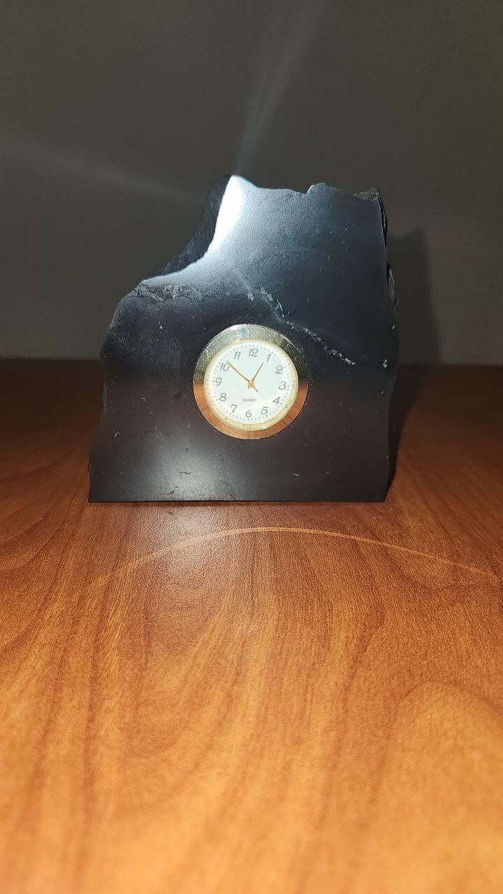 Shungite Stone Desktop Clock Healer Stone Type 2 Shungite Home Decor Clock B