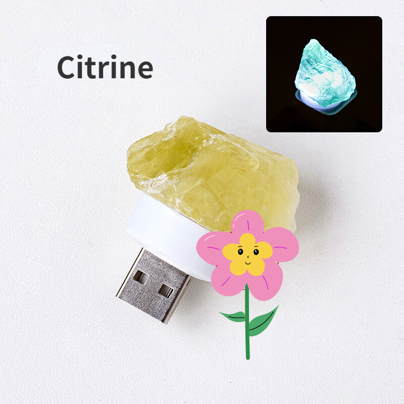 Various Natural Stone “Raw” LED Gemstone USB Night Light – Minerals/Crystal
