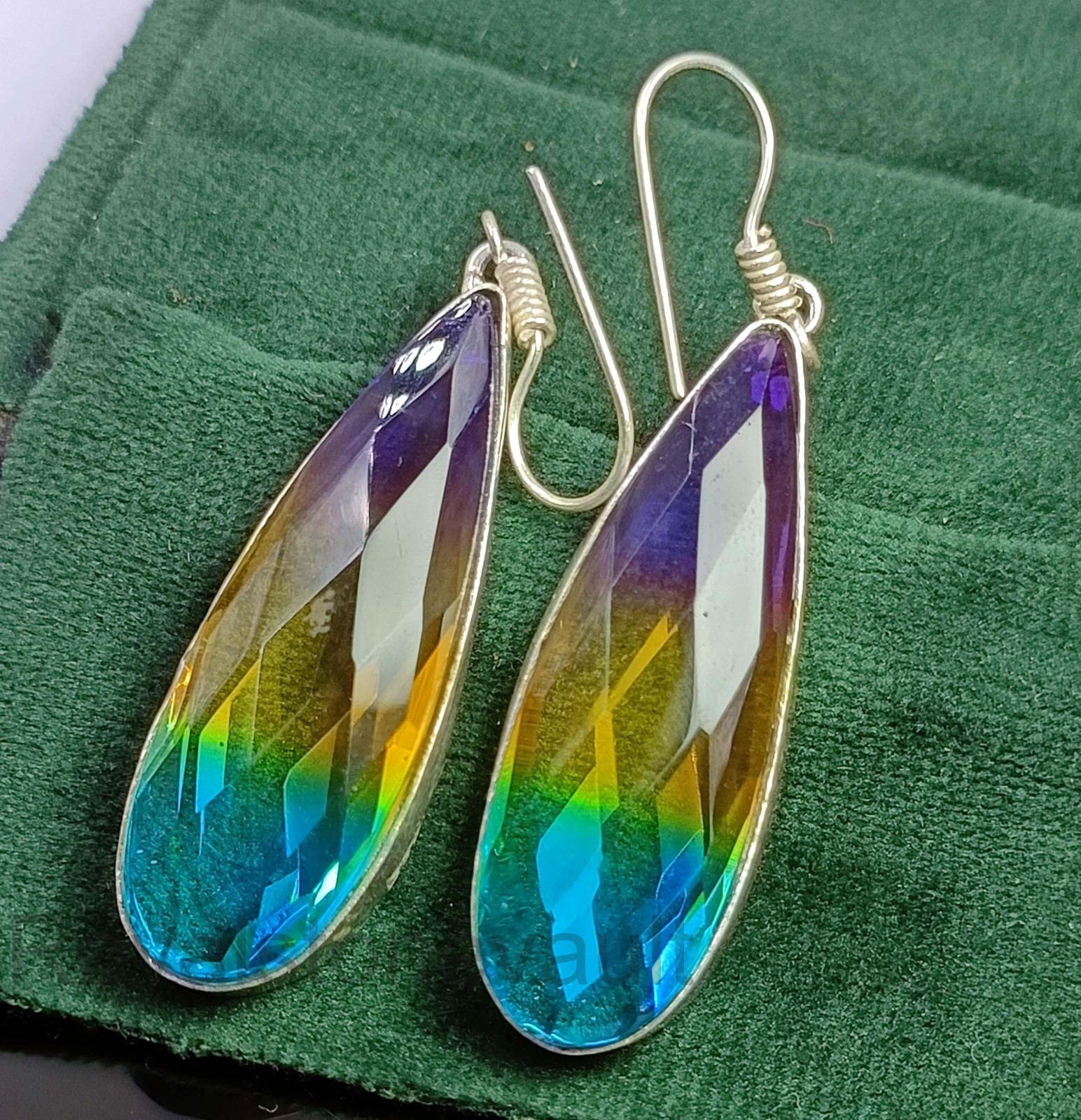 67.10Ct Ametrine Dangle Earrings Pear Lab Created Gem 925 Sterling Silver 5DDB