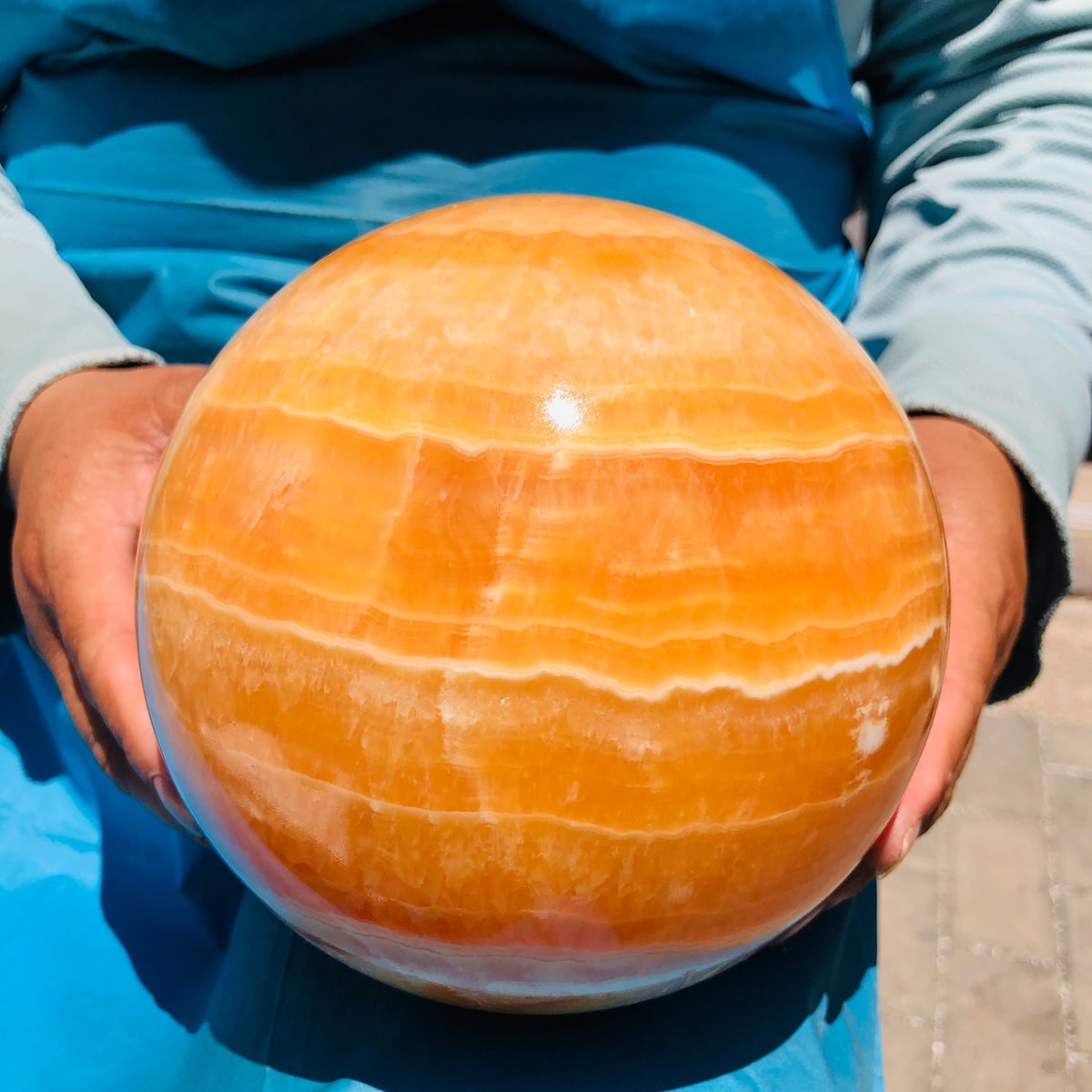 4420G Top Natural Yellow Calcite Ball Quartz Crystal Ball Reiki Healing 5530