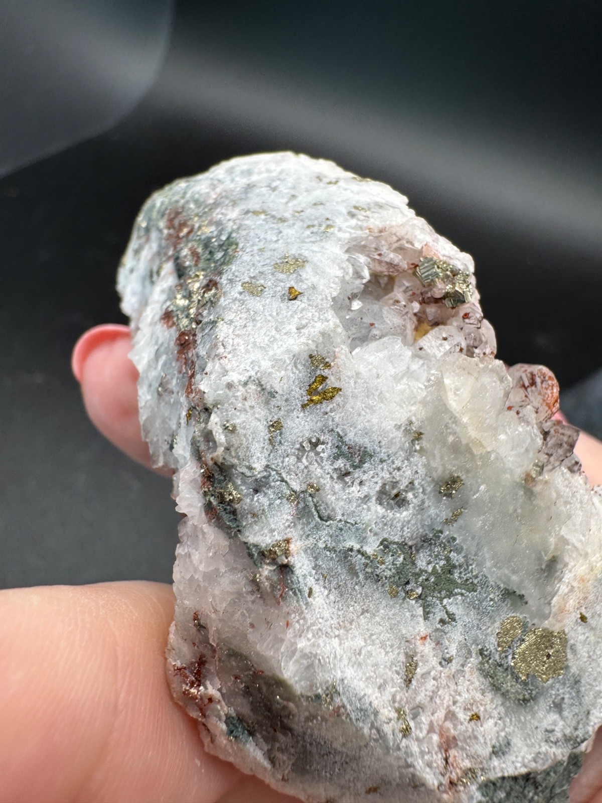 6277 Strawberry Quartz with Golden and Rainbow Pyrite 106g Hun Nan