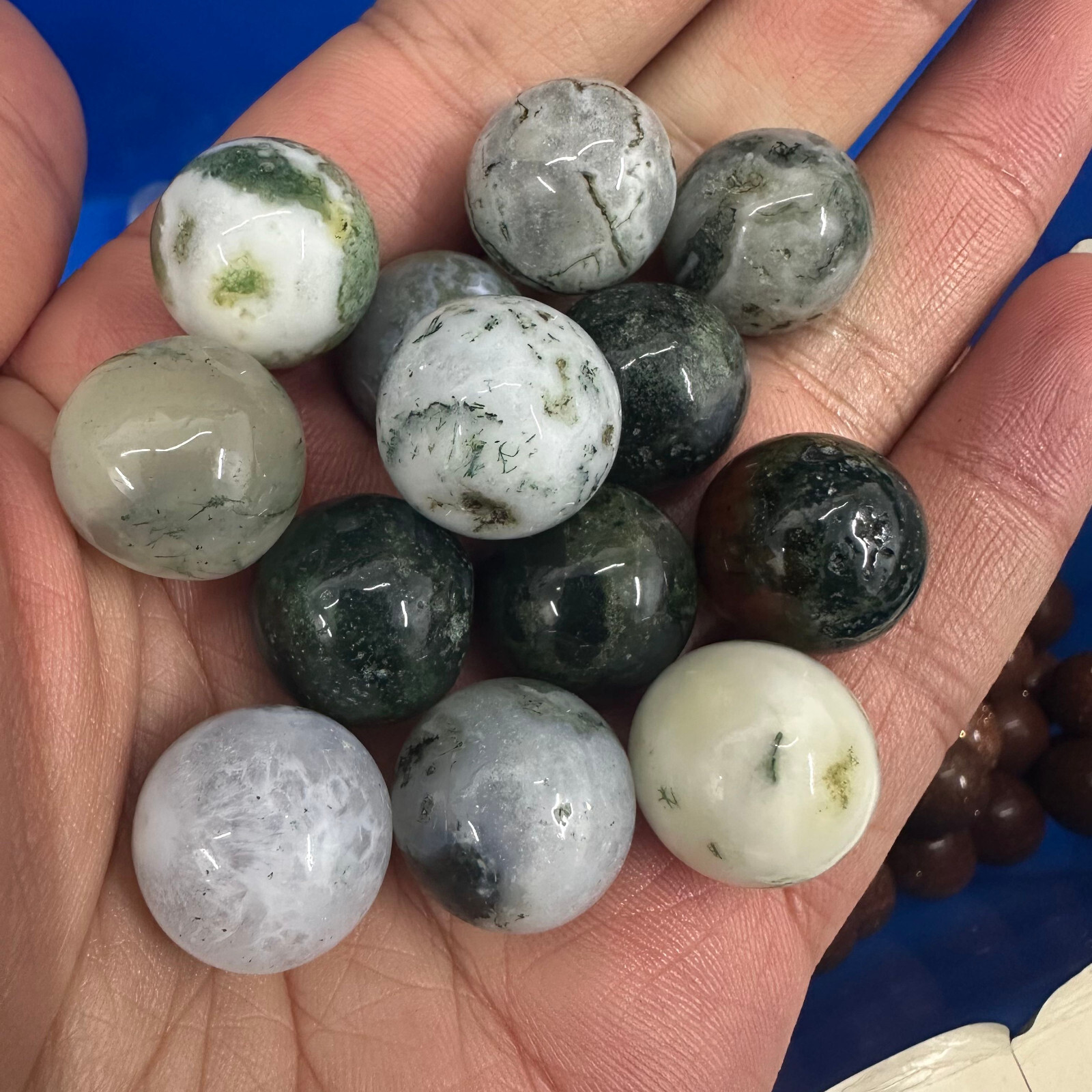 5PC Natural Moss Agate Ball Quartz Crystal Sphere Energy Healing Stone Gift