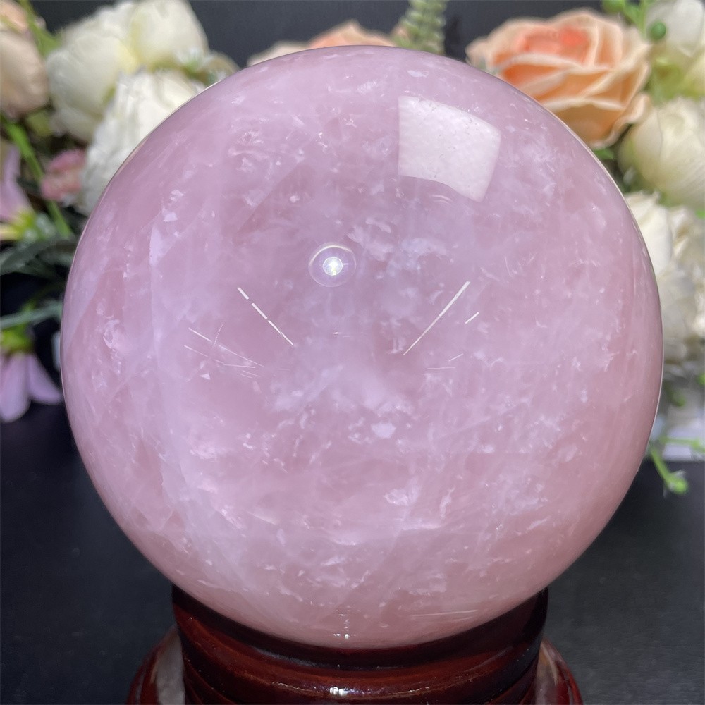 4LB 4.1″ Natural Rose Quartz Sphere Ball Crystal Quartz Decor Healing Reiki