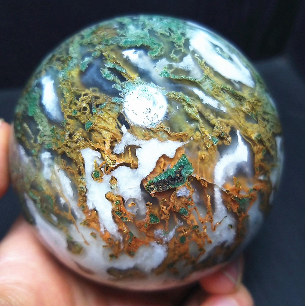 RARE 620.4G Natural Polished Colorful Agate stone Ball Healing Madagascar A419