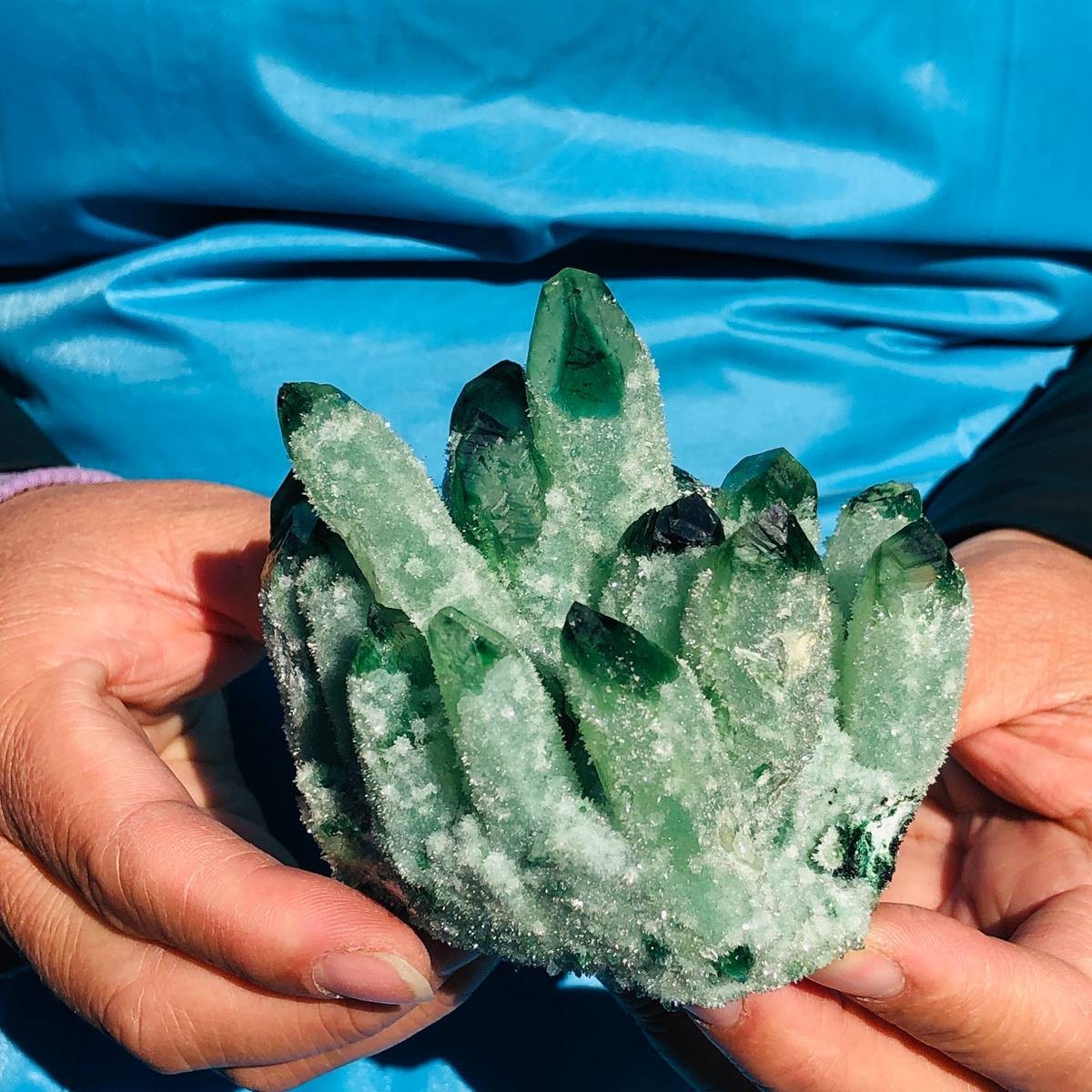 4 piece Lab-Grown Green Crystal Clusters Healing Energy Home Decor 3.91LB
