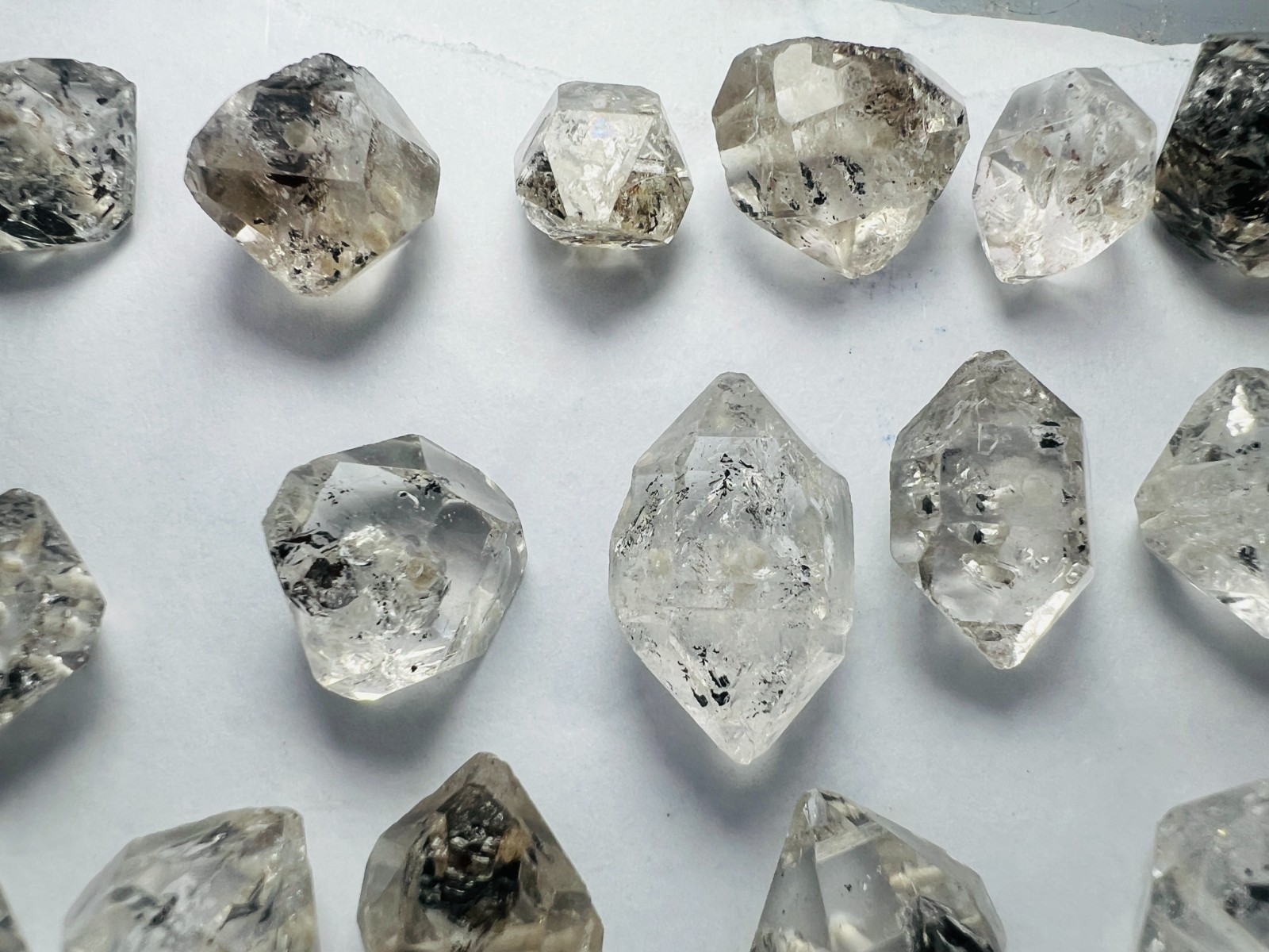 60g Drill Natural Black Phantom Herkimer Diamond Quartz crystal from Pakistan