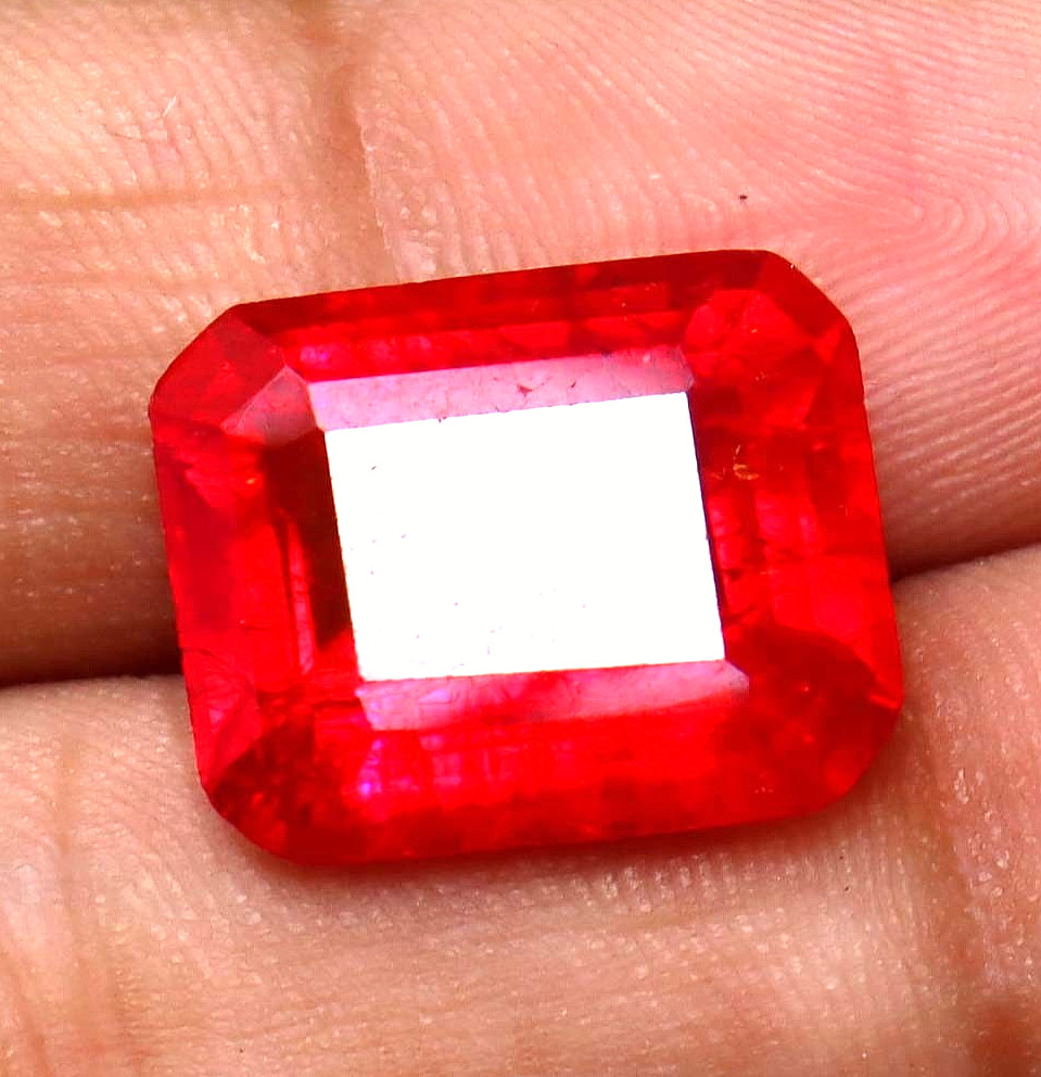 Natural Red Beryl Bixbite From Utah Certified Emerald Cut Loose Gemstone 12 Ct