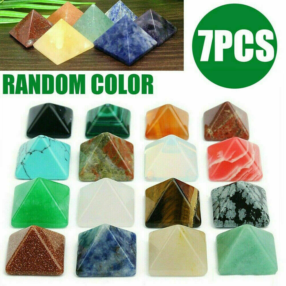 7Pcs/lot Pyramid Gemstone Natural Stone Crystal Quartz Healing Point Chakra Set