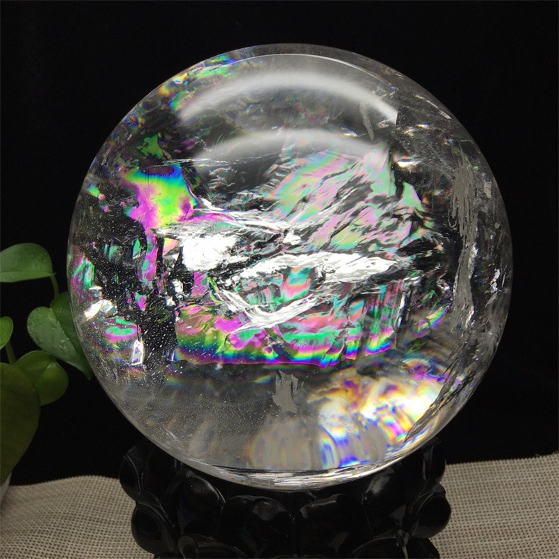 Natural Clear Quartz Rainbow Sphere Crystal Ball Reiki Healing Home Decor 167mm