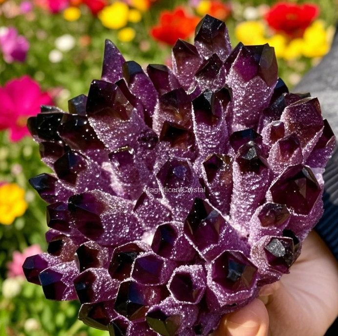 400G+Rare DARK PURPLE Amethyst Quartz Cluster Natural Crystal Geode Home Display