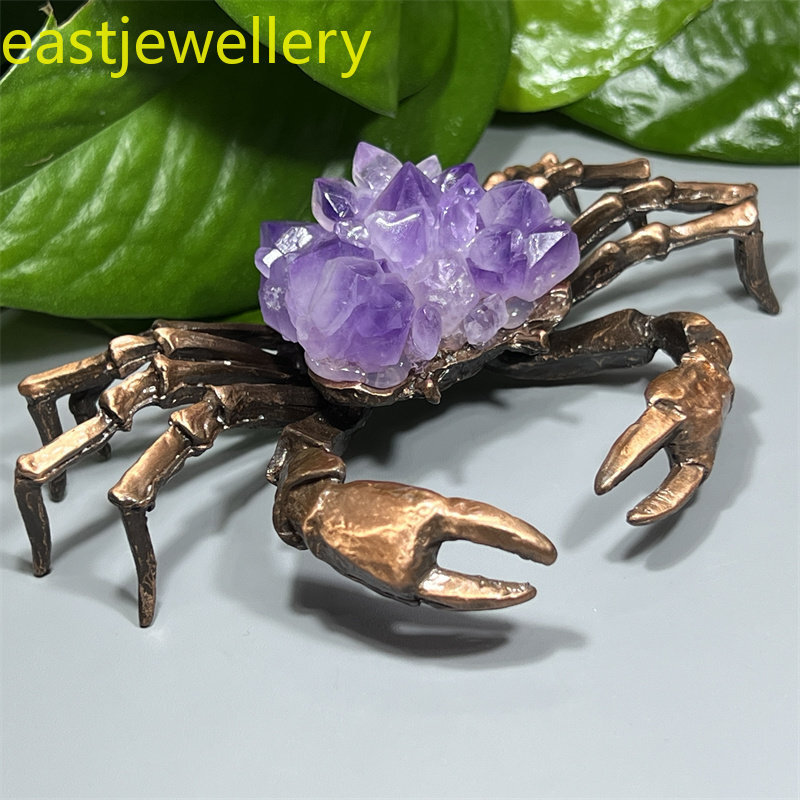 Natural Amethyst teeth Crab skull Quartz Crystal skull reiki healing Gift 1pc