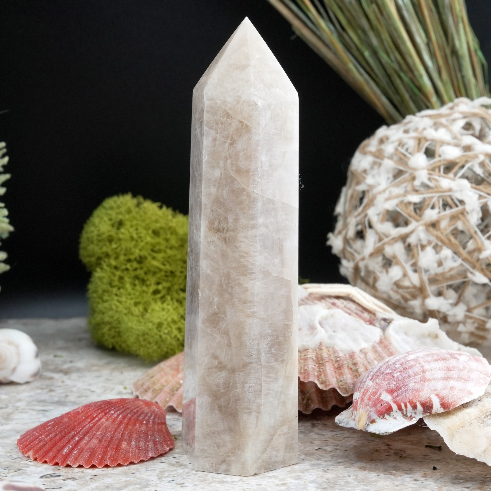 Moonstone Point Tower Crystal Altar Decor Spiritual Gift Energy Meditation Stone