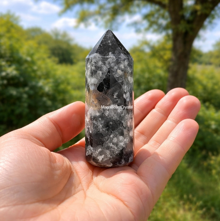 4PCS Black Sphalerite Tower Point Healing Protection Stone Crystal Home Decor