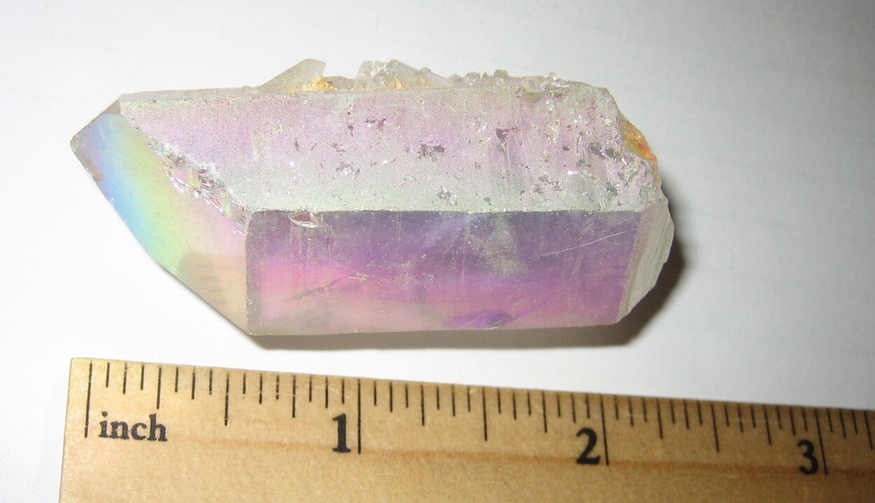 2.1″ BEAUTIFUL QUALITY ANGEL AURA QUARTZ CRYSTAL POINT (TREATED IN USA) 44.2g *7