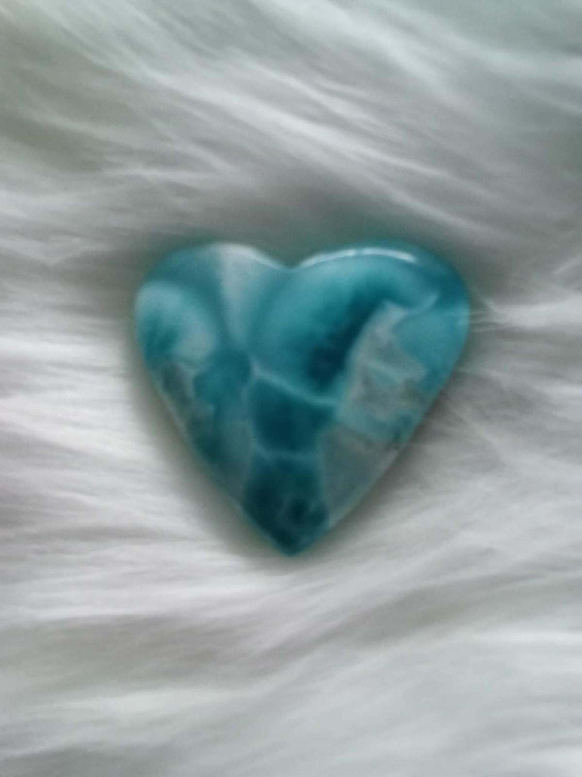 BEAUTIFUL DEEP BLUE DOMINICAN REPUBLIC LARIMAR HEART 48.8 MM X 45.2 MM