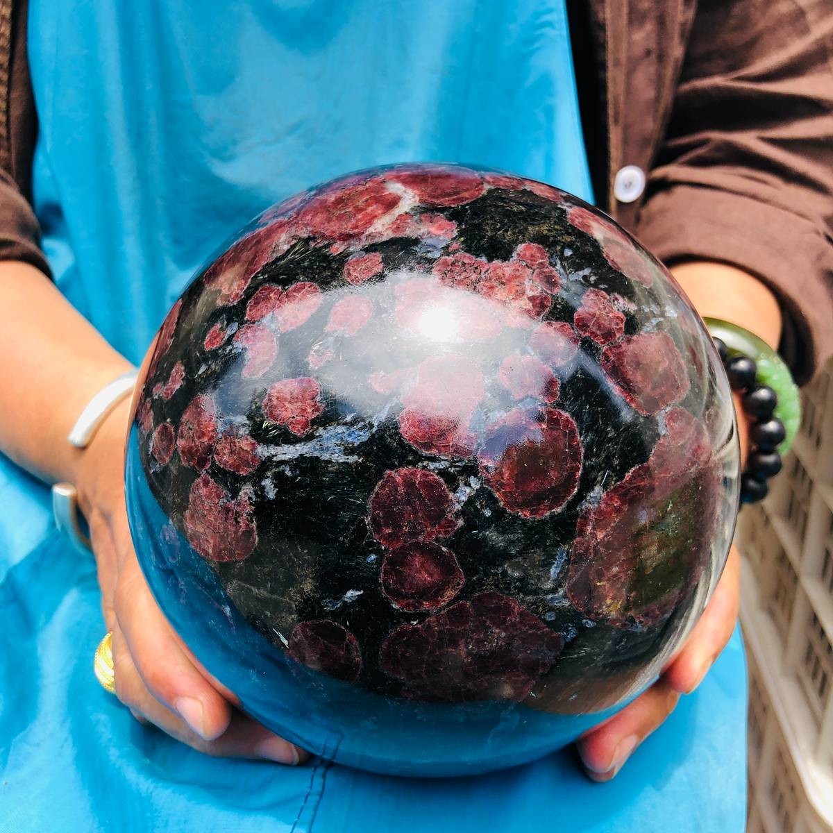 14.82LB Natural Firework Stone Quartz Sphere Crystal Ball Healing Decorati 4983