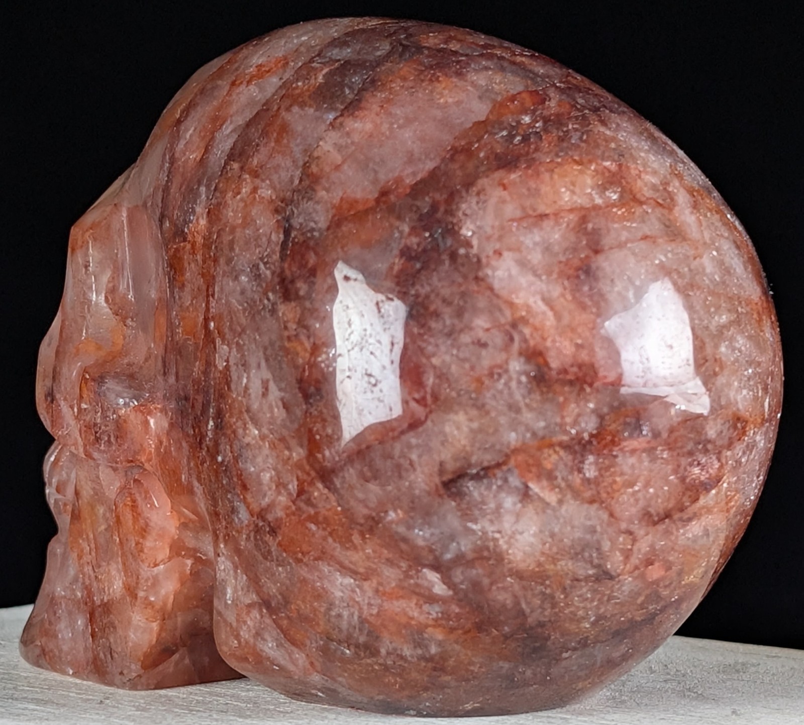 Red Fire Quartz Skull Carving Crystal Gemstone Large Big Chakra Reiki