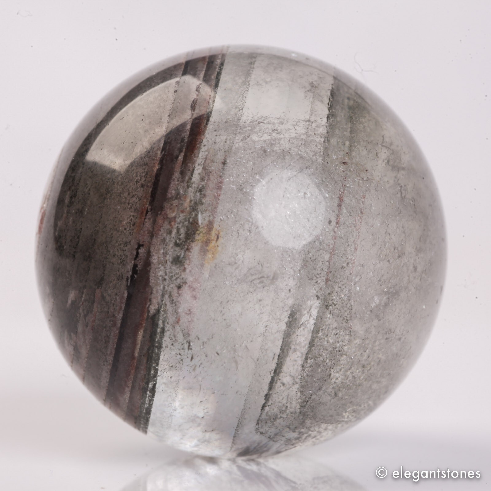 62g35mm Natural Garden/Phantom/Ghost/Lodolite Quartz Crystal Sphere Healing Ball