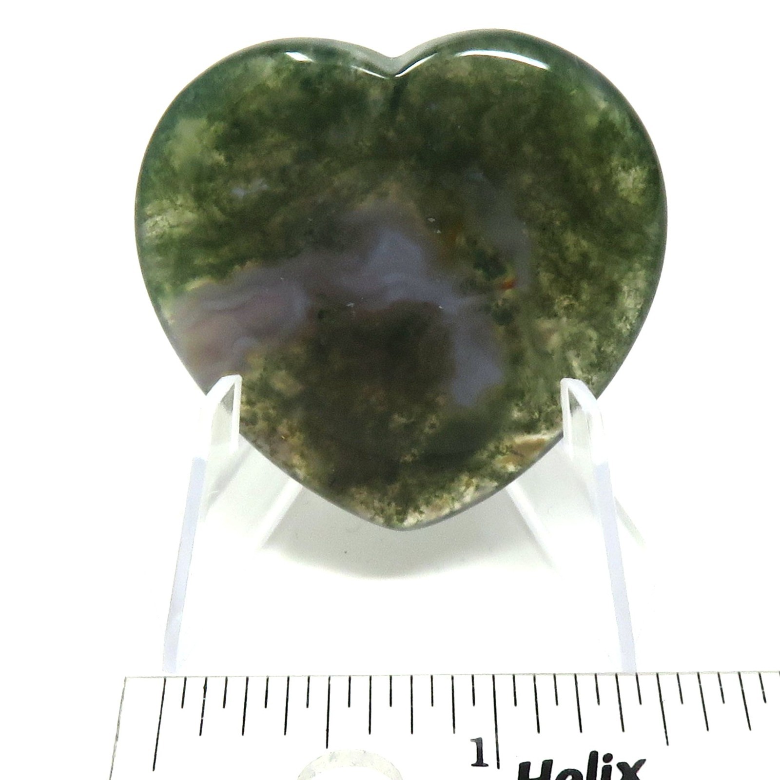 Moss Agate Stone Heart #1174-40mm or 1.5″ – Valentines Day Love Pocket Gemstone