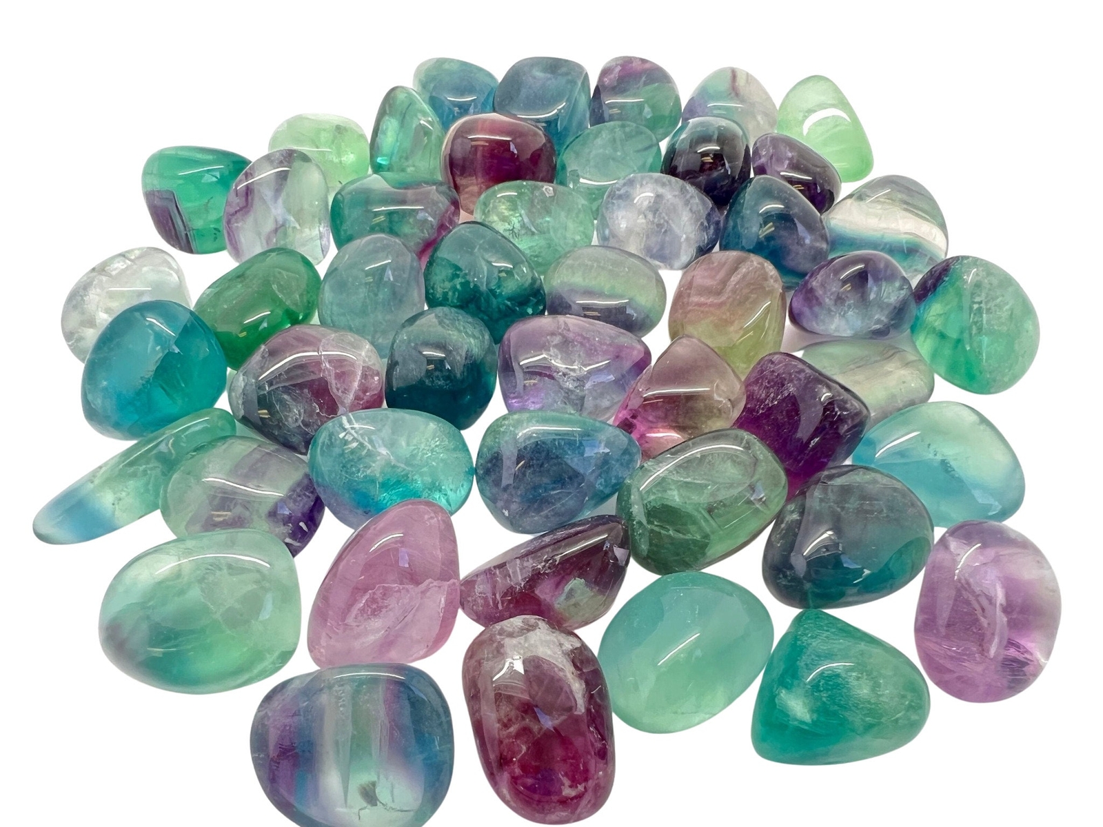 Rainbow Fluorite Tumbled Stone – Grade AA, Natural Fluorite from China