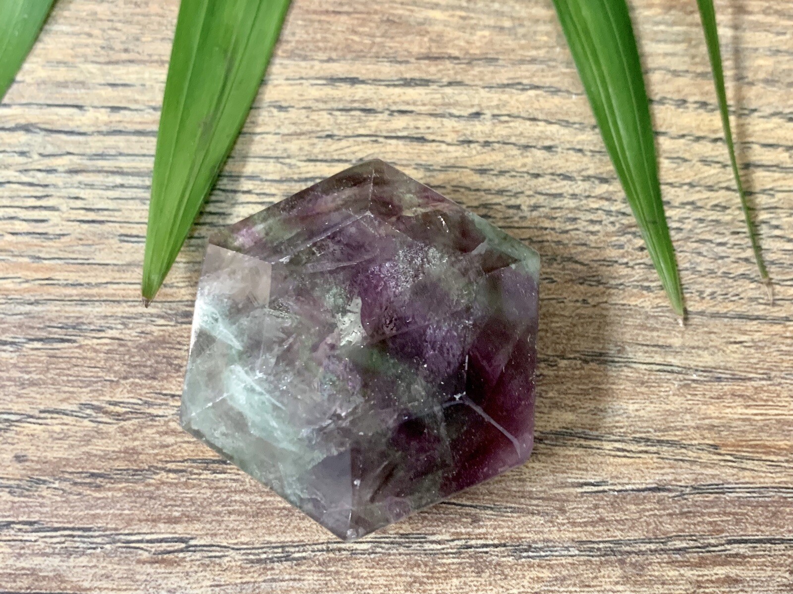 Fluorite Hexagon Crystal Hexagon Shape Gemstone Specimen Reiki Chakra Healing.