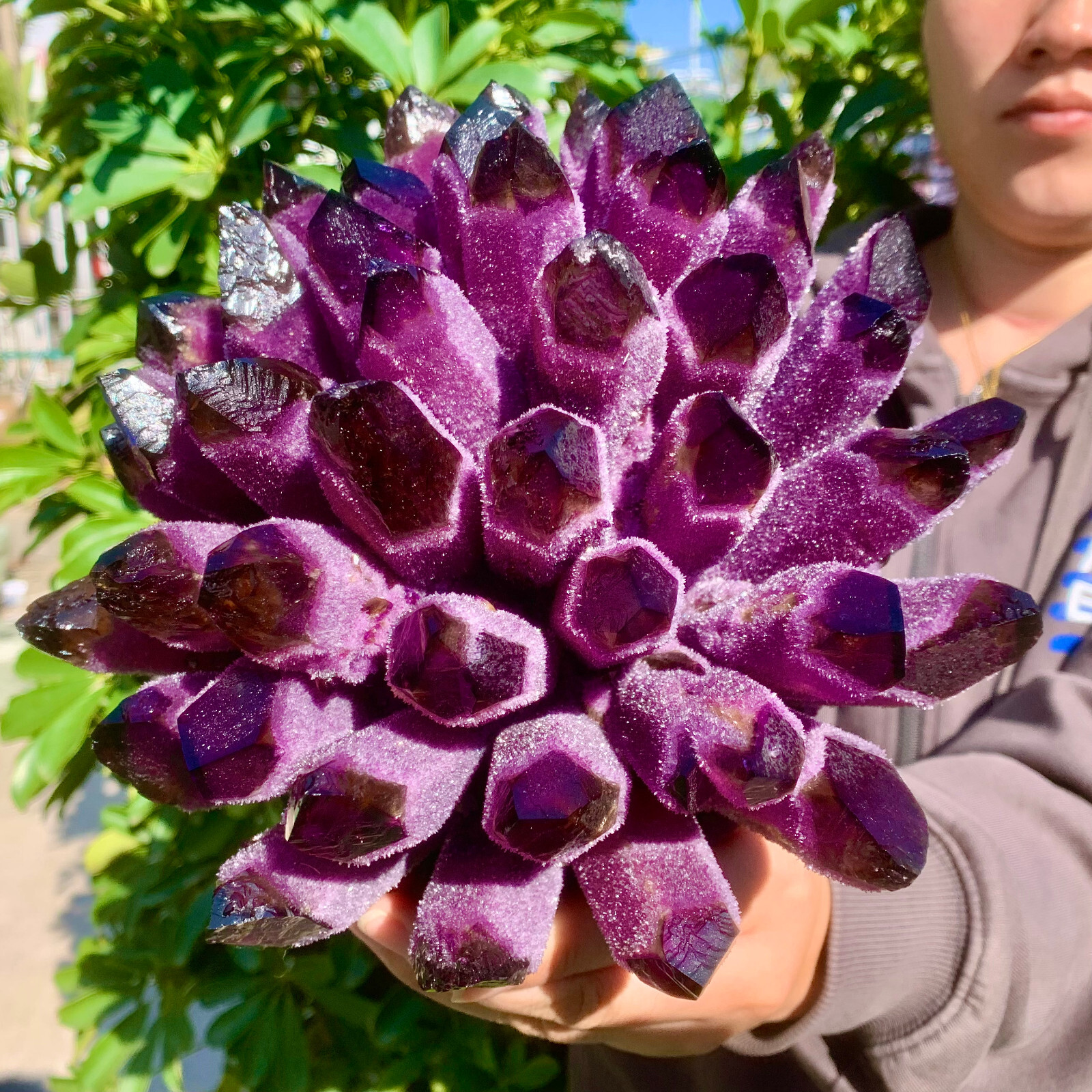 9.2LB Raw Dark Purple Phantom Amethyst Cluster Crystal Geode Specimens Ornament