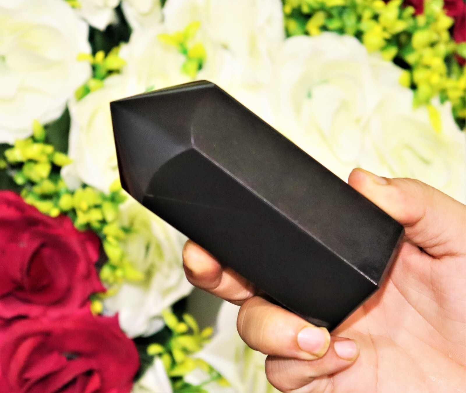 Natural Black Tourmaline Crystal Healing Energy Reiki Chakra Bullet Tower 130MM