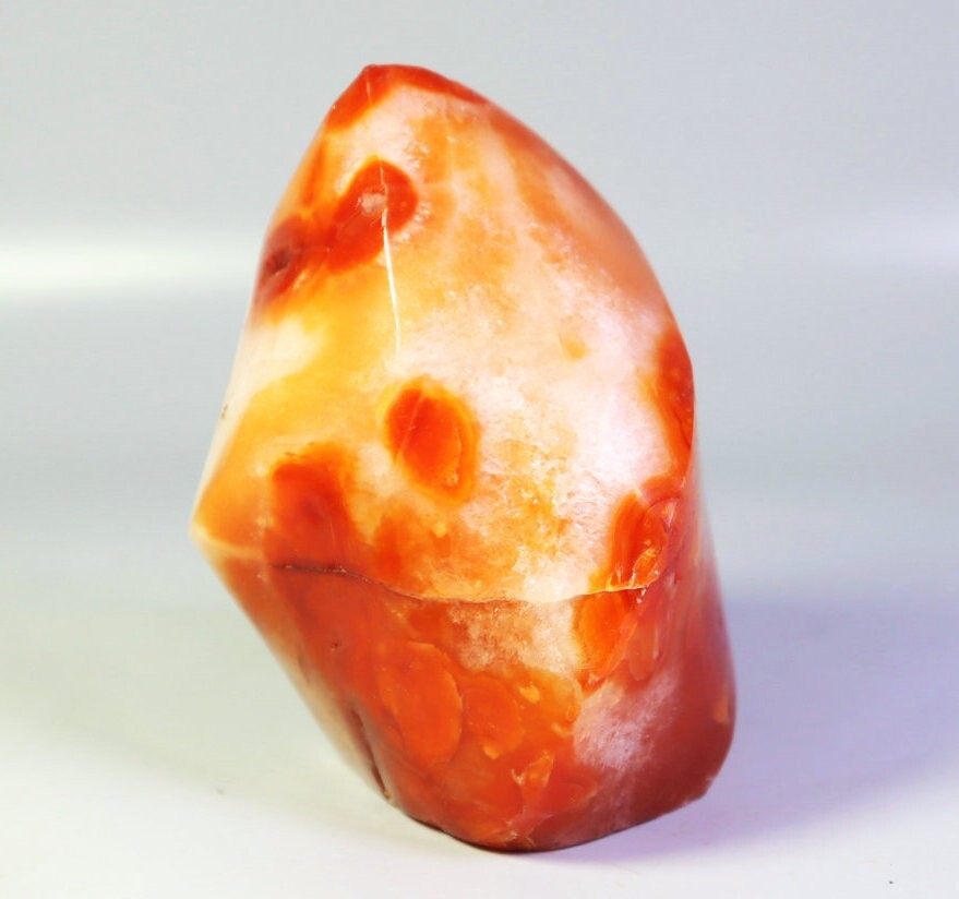 370g Natural Red Orange Carnelian Agate Stone Quartz Crystal Flame Freeform