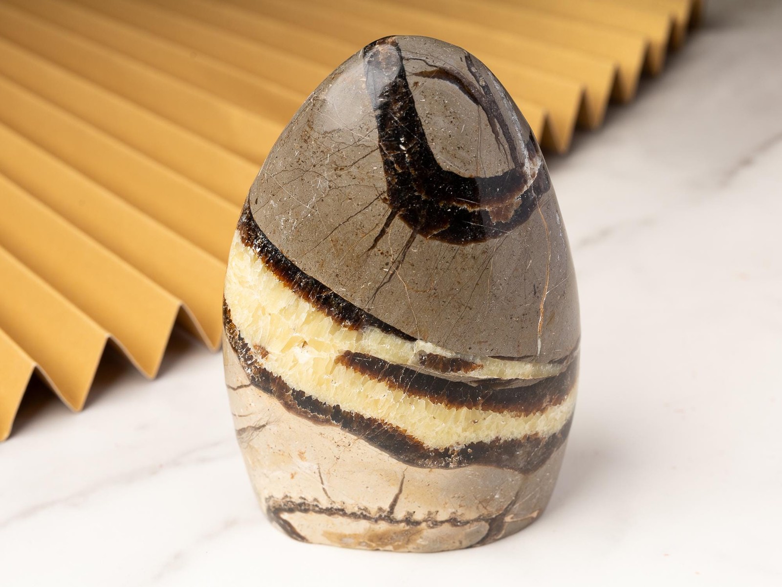Septarian Freeform Standing Polished Crystal Natural Stone Specimen Gift Decor