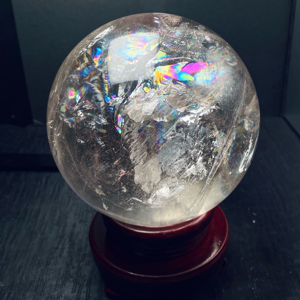 6LB Top Natural Clear Quartz Sphere Rainbow Crystal Ball Healing Gift 125mm