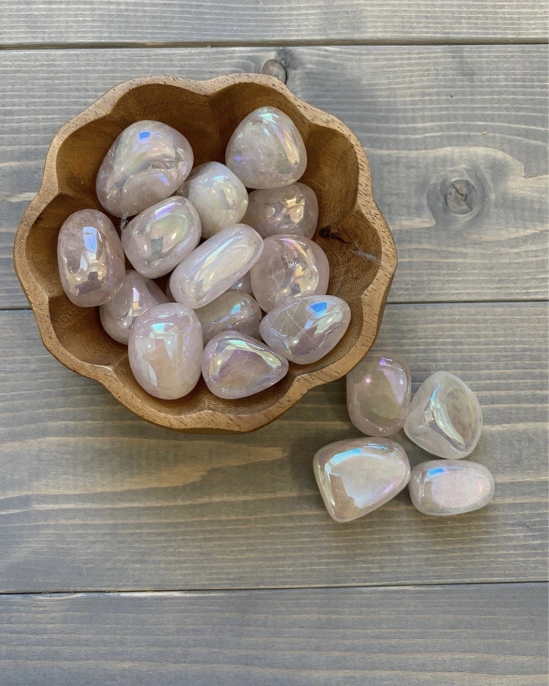 TWO (2) Angel Aura Rose Quartz Tumbles / Aura Rose Quartz Crystals